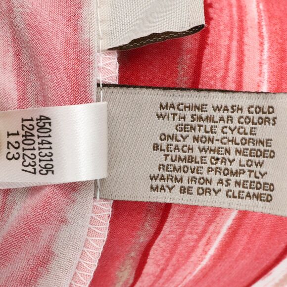 Chicos Easywear Top 1 Womens Medium Red Pink Beige Stripe Blouse Stretch Knit - Picture 11 of 11
